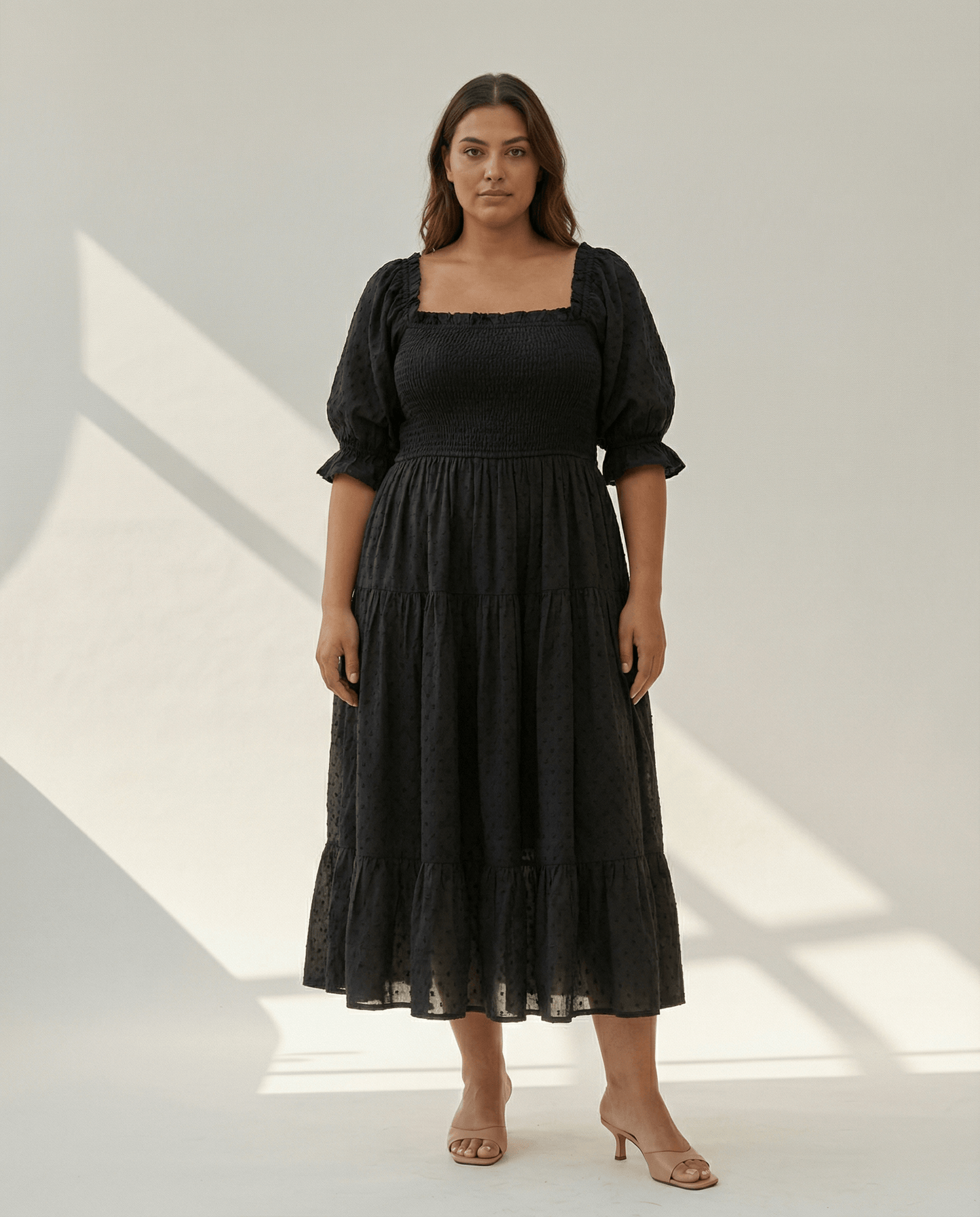 Meadow Baumwoll-Midikleid mit Smok-Einsatz