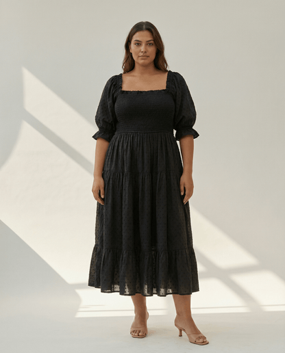 Meadow Baumwoll-Midikleid mit Smok-Einsatz