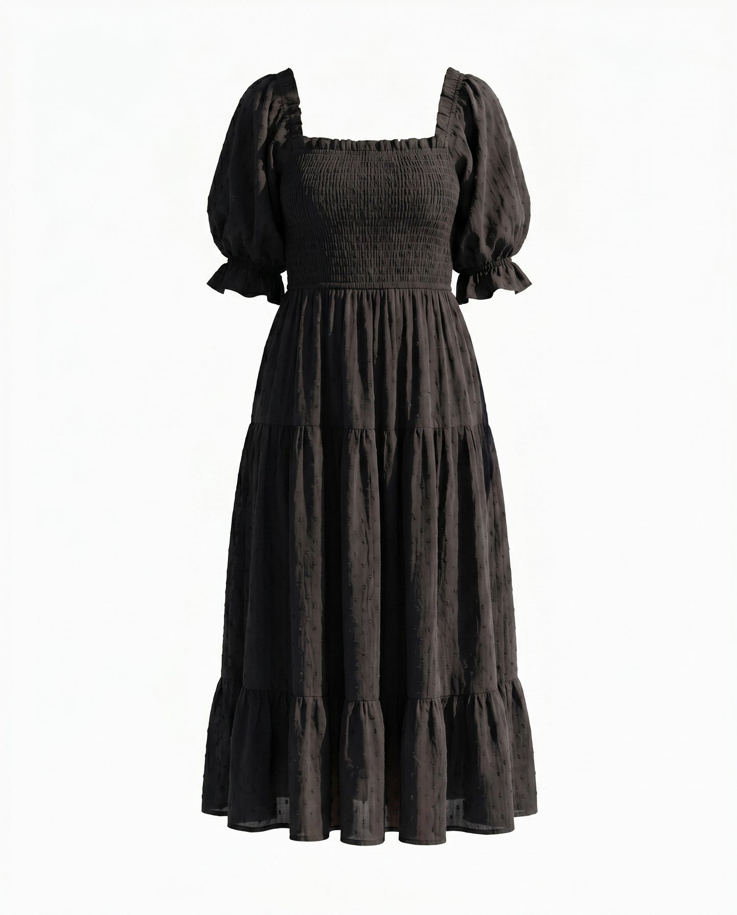 The Meadow - Black Midi Dress Made of Cotton