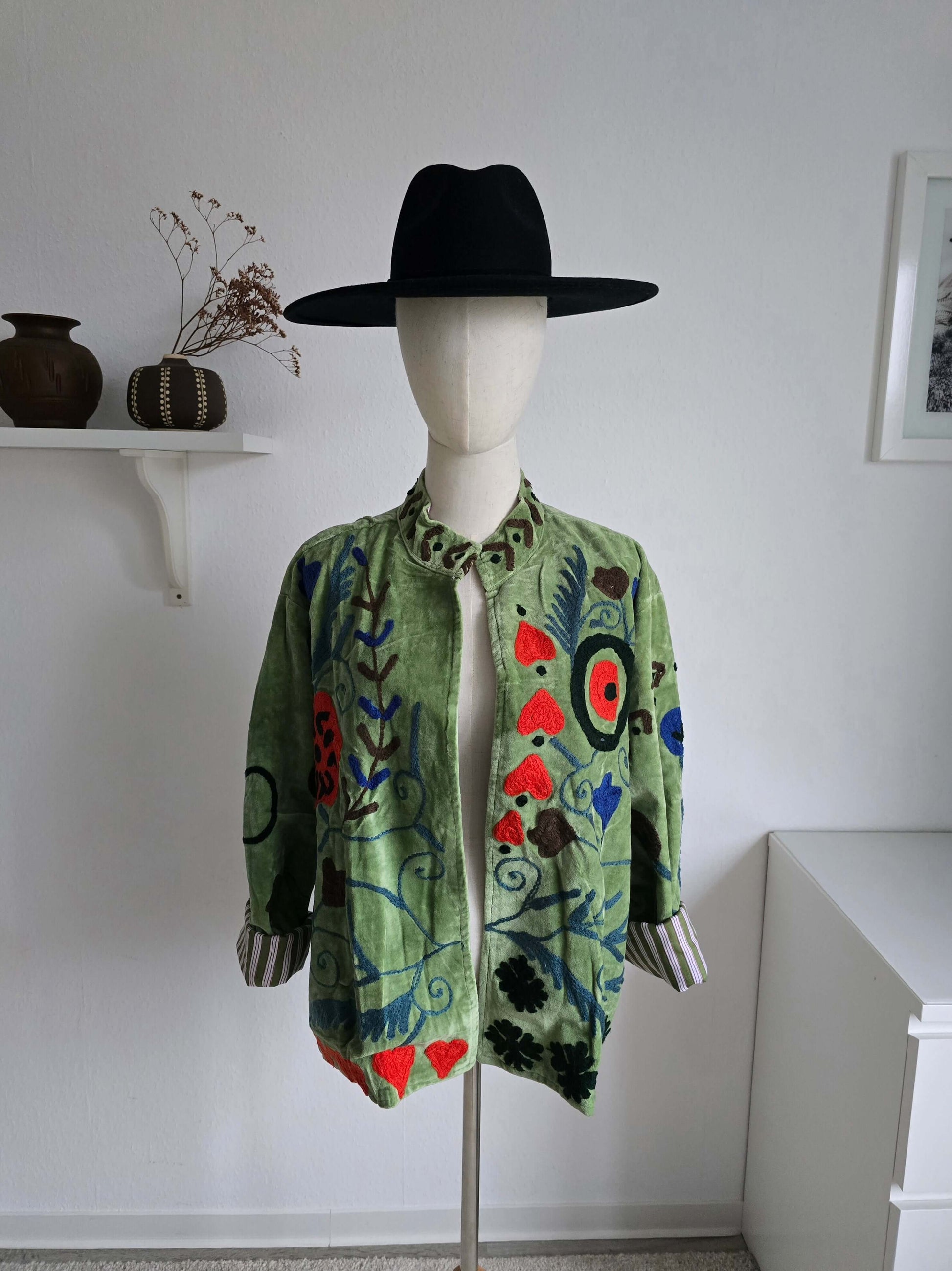 Reversibile Velvet Cotton Emboidered Jacket