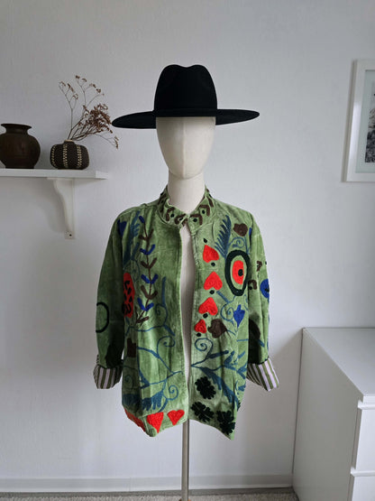 Reversibile Velvet Cotton Emboidered Jacket