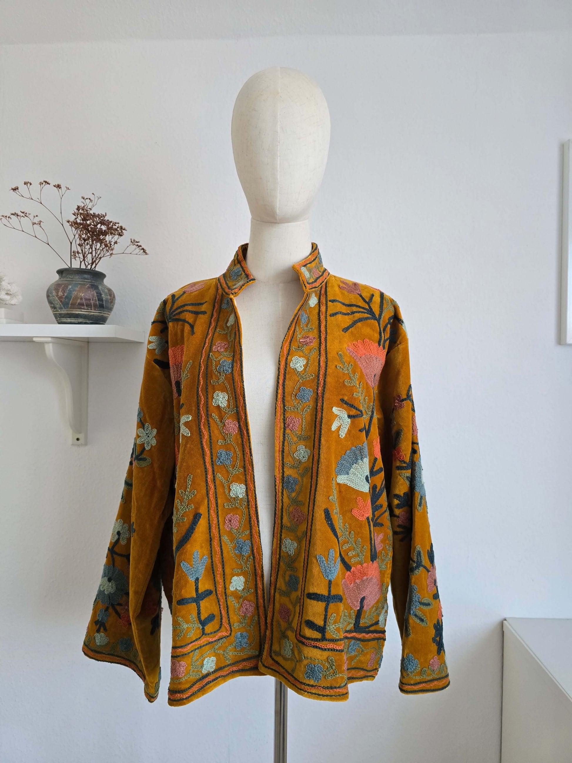 Reversibile Velvet Cotton Emboidered Jacket