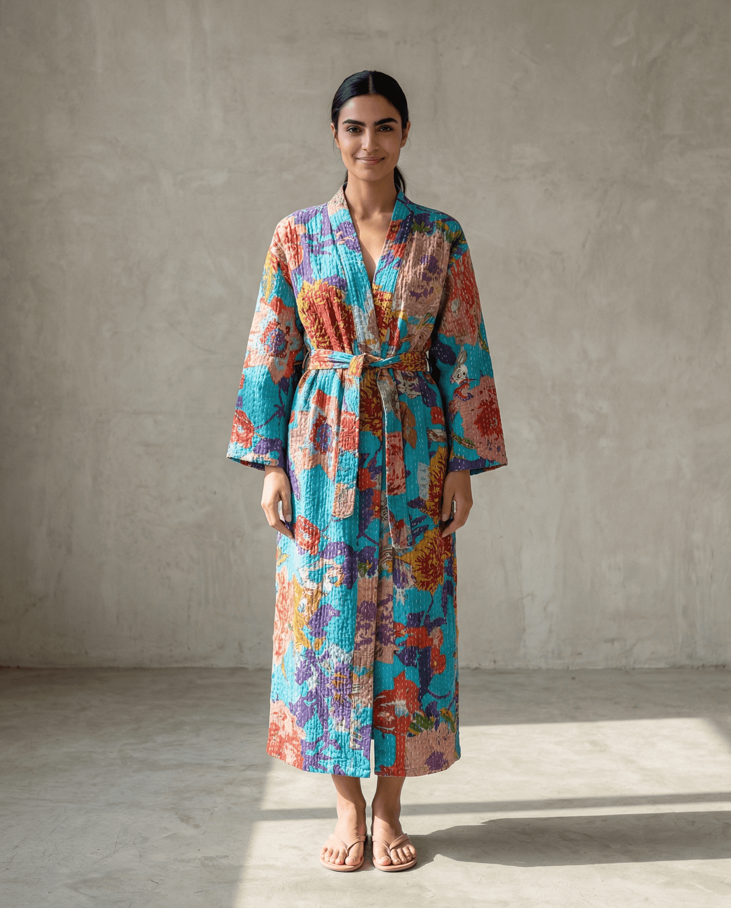 Wendbarer gesteppter Kimono aus Baumwolle