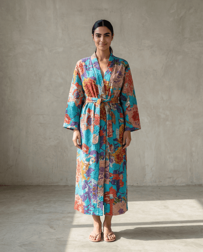 Wendbarer gesteppter Kimono aus Baumwolle