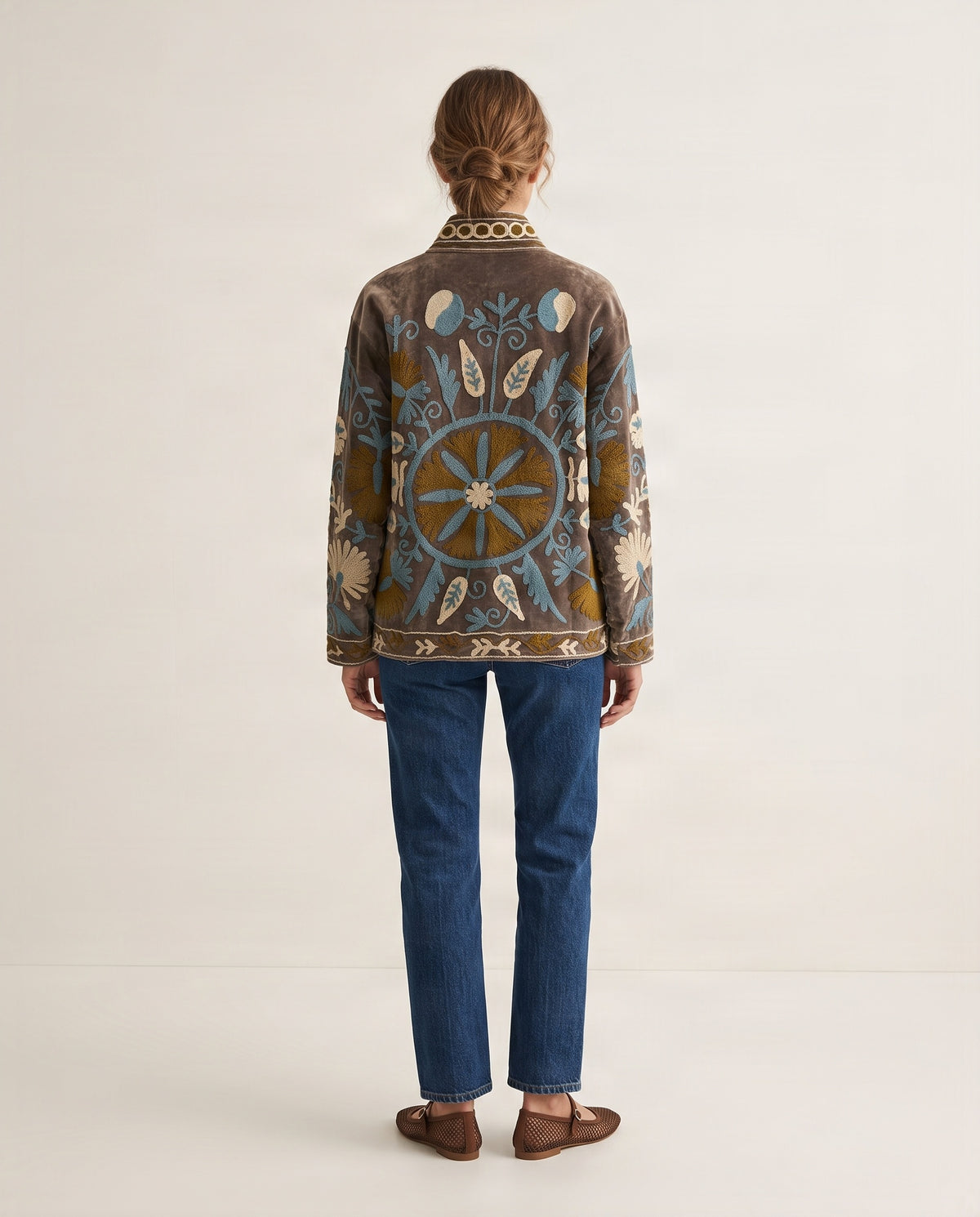 Wendbare bestickte Samtjacke No.5