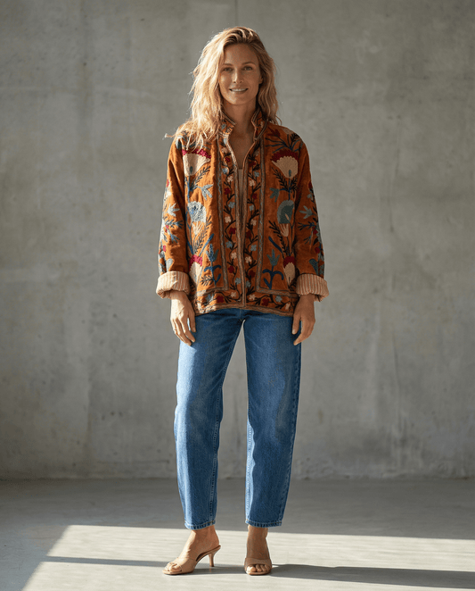 Wendbare bestickte Samtjacke