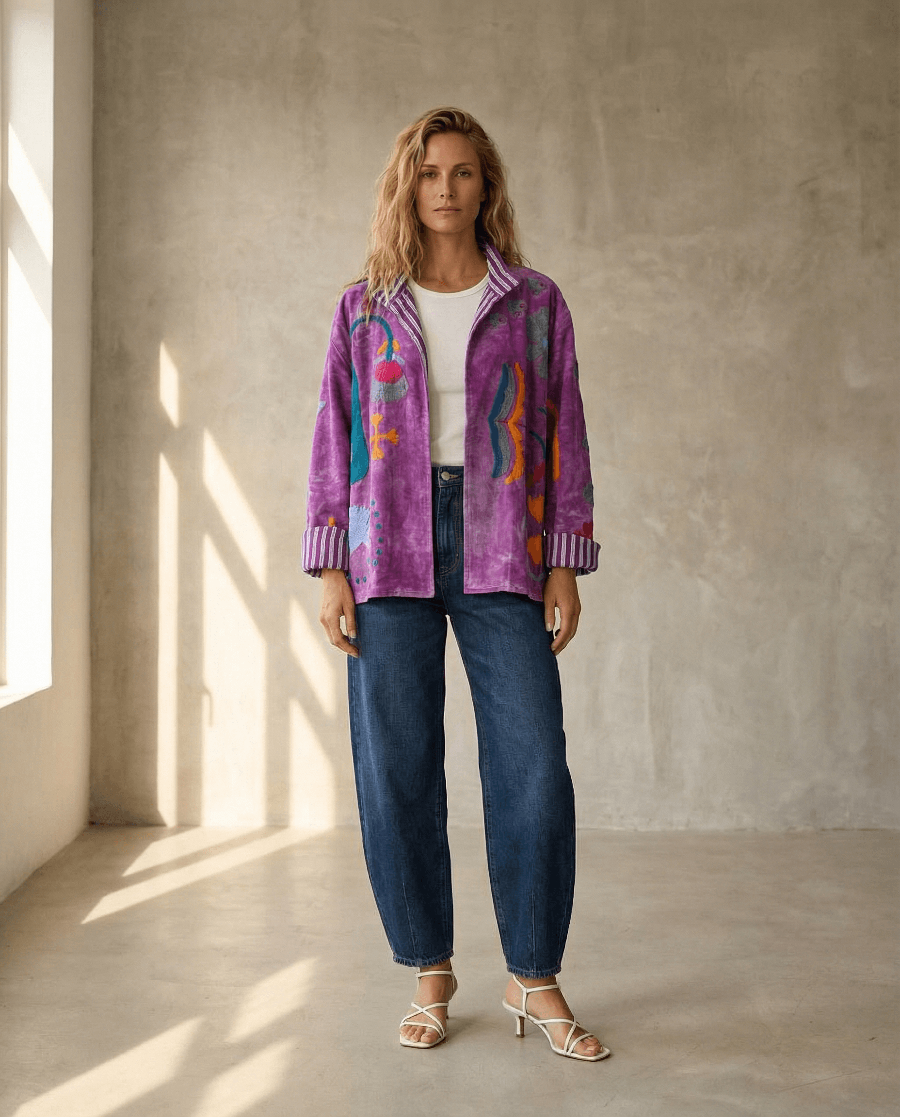 Reversible_Velvet_Cotton_Embroidered_Jacket - Purple
