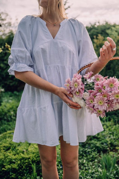 Strandleinen Baumwoll-Minikleid