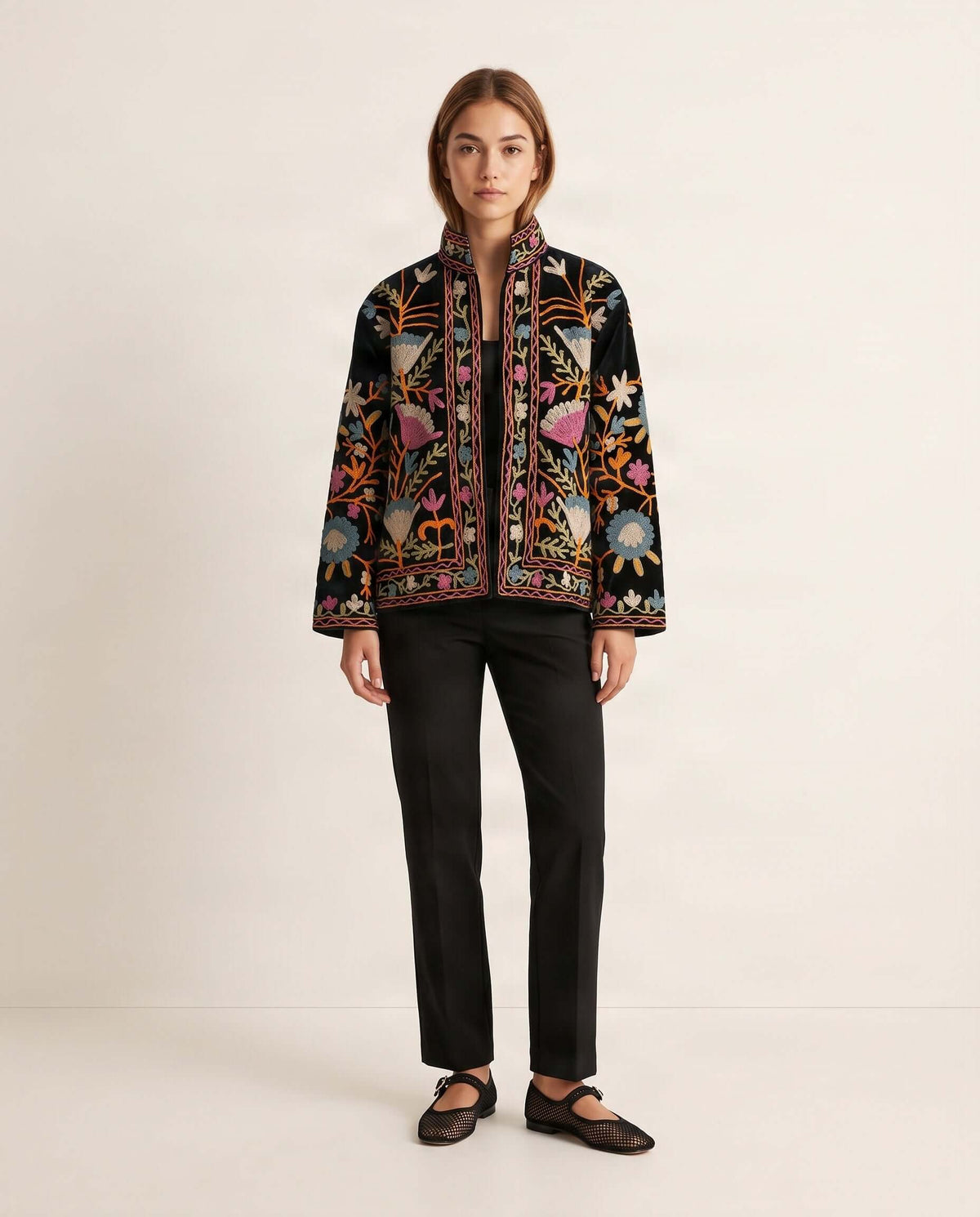 Wendbare bestickte Samtjacke