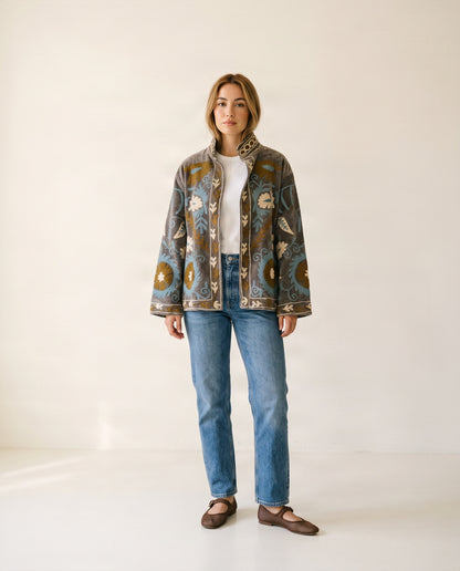 Wendbare bestickte Samtjacke No.5
