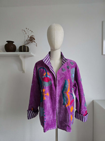 Wendejacke aus Samt und Baumwolle mit Stickerei