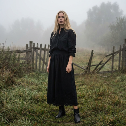 Zoey Baumwollbluse - Schwarz