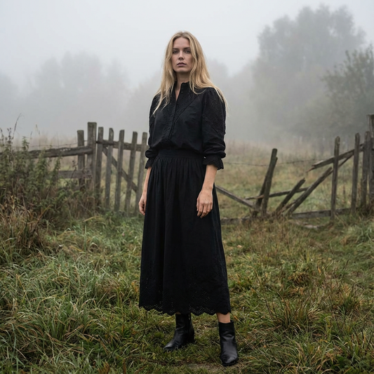 Zoey Baumwollbluse - Schwarz