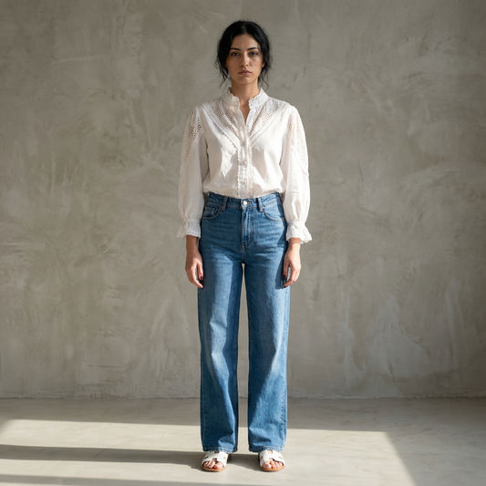 Zoey Baumwollbluse – Weiß