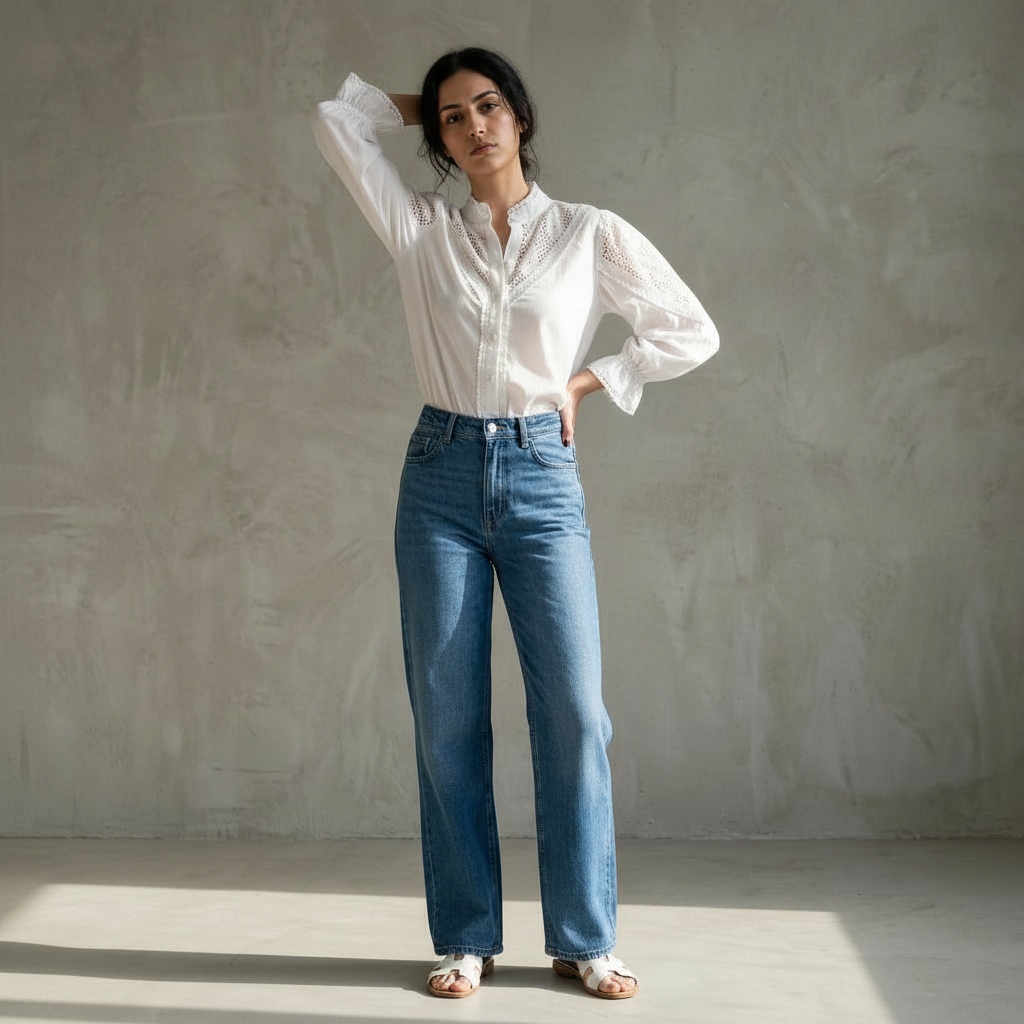 Zoey Baumwollbluse – Weiß