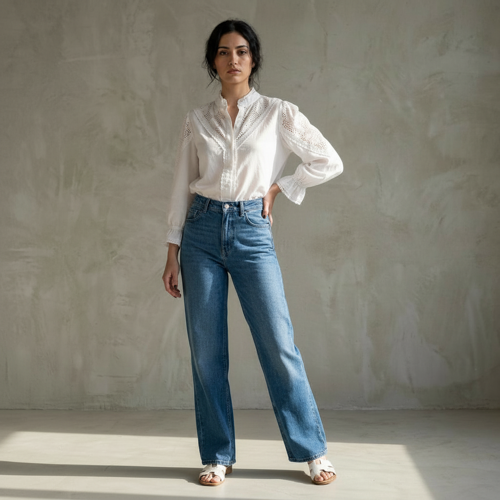 Zoey Baumwollbluse – Weiß