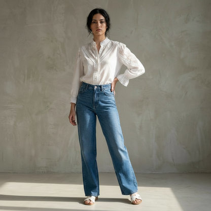 Zoey Baumwollbluse – Weiß