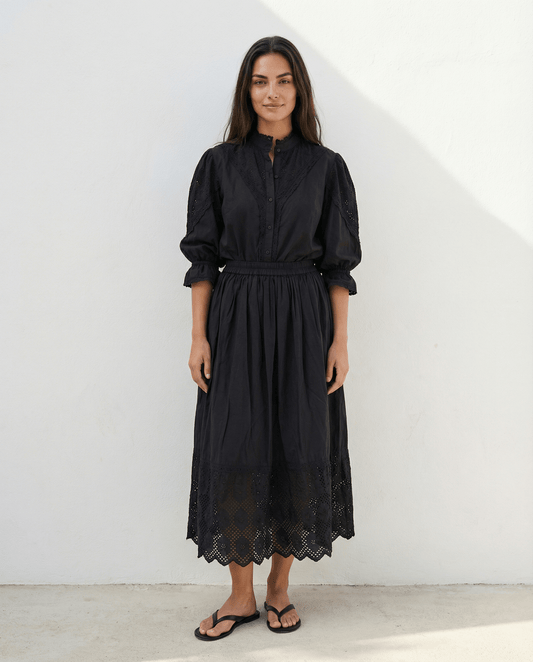 Zoey Baumwollrock - Schwarz