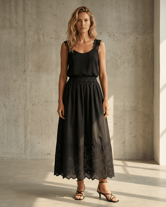 Zoey Baumwollrock - Schwarz