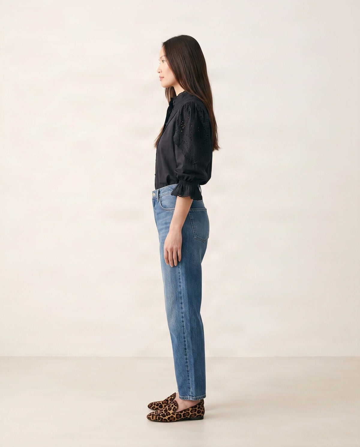 Zoey – Schwarzer Baumwollrock mit Spitzendetails