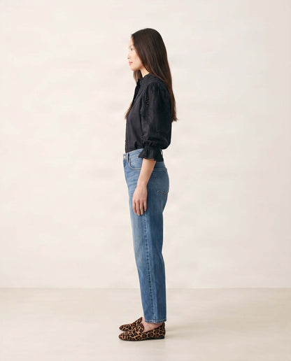 Zoey – Schwarzer Baumwollrock mit Spitzendetails