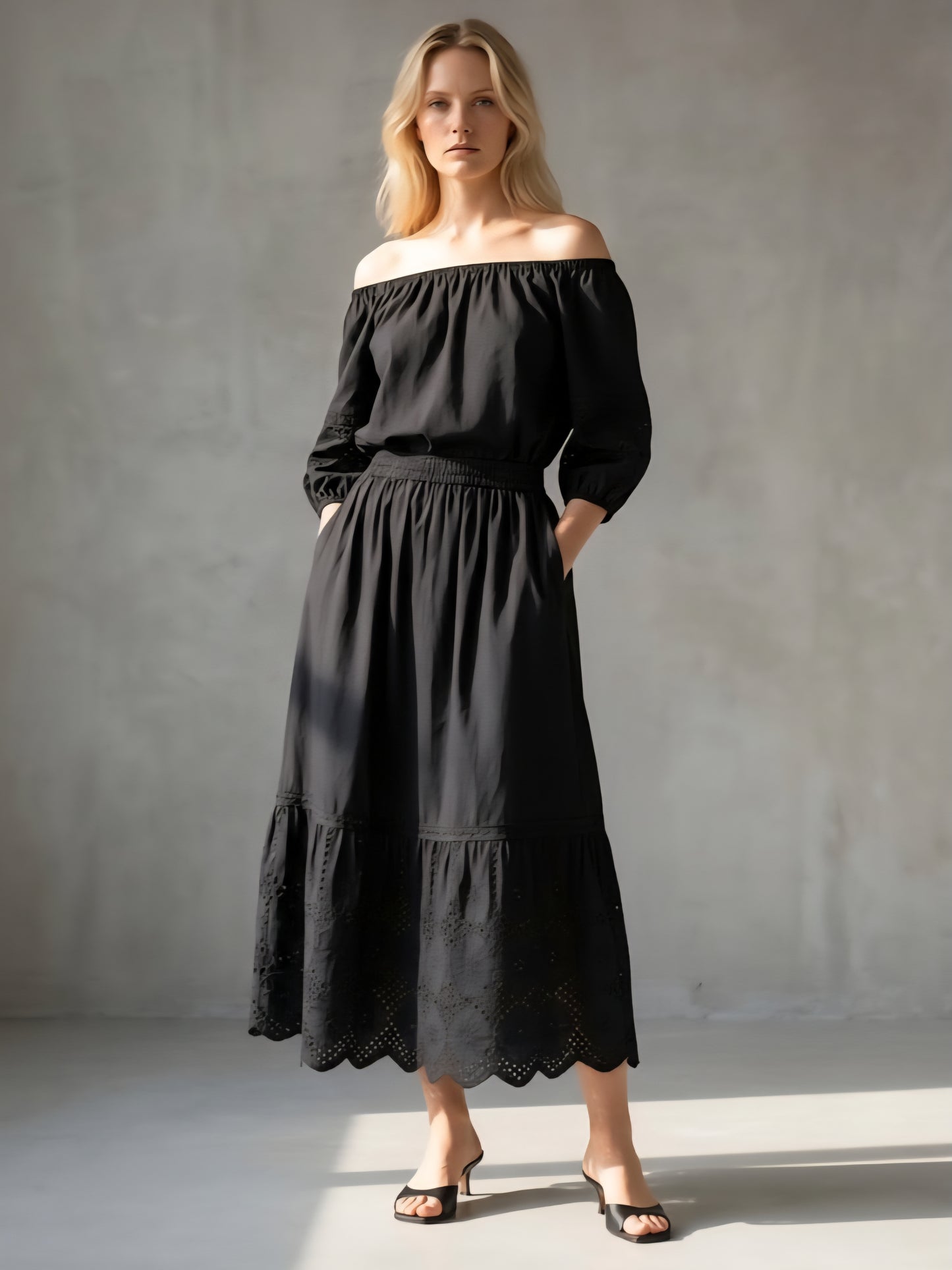 Zoey Baumwollrock - Schwarz