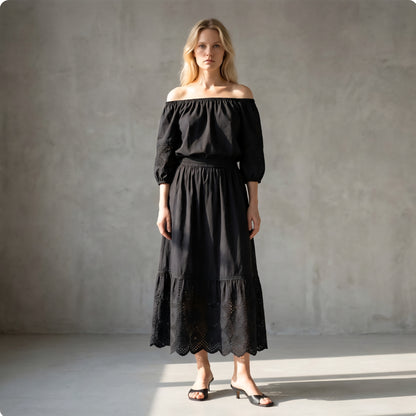 Zoey Baumwollrock - Schwarz